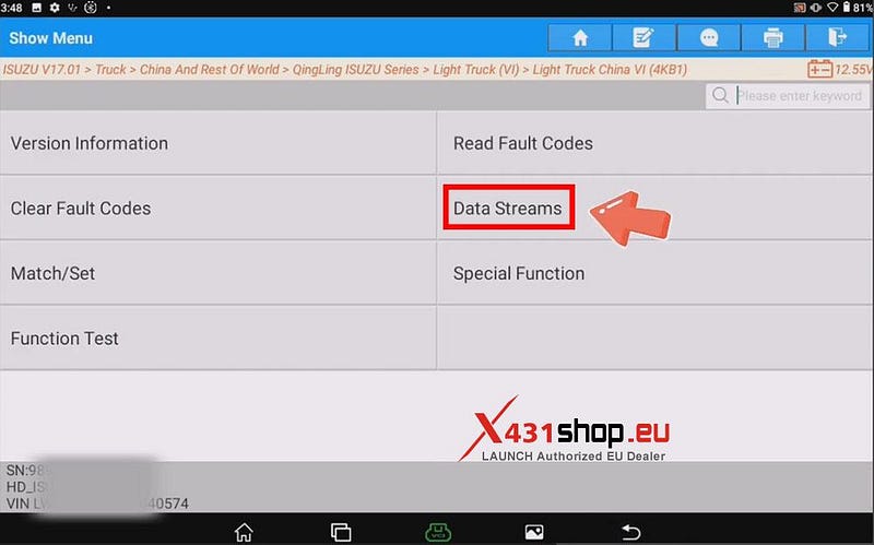 LAUNCH X431 Tool: Read Data Stream & DTCs on Isuzu Light Truck