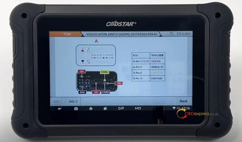 ベンチ上のOBDSTAR DC706によるVOLVO AISIN AWF21 SH7055S TCMクローン