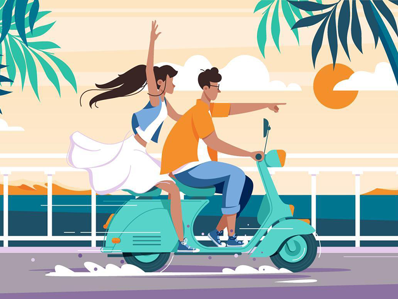 Couple riding on bike by Kit8 in Iconscout's Design Inspiration