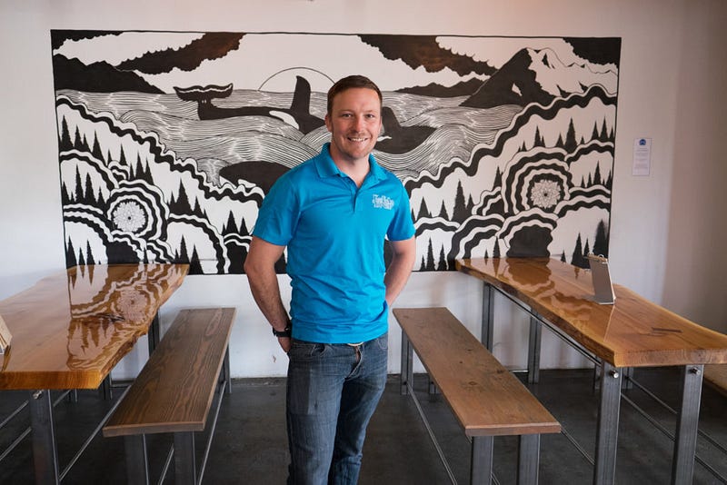 Chris McCoy, pictured in the Culture Cafe, founded Kombucha Town in 2011 in the iconic Bellingham Herald building and recently opened the cafe in the basement in January. 