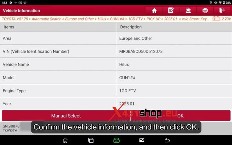 LAUNCH X431 V+ HD_Replace 2025 Toyota Hilux Brake Pads