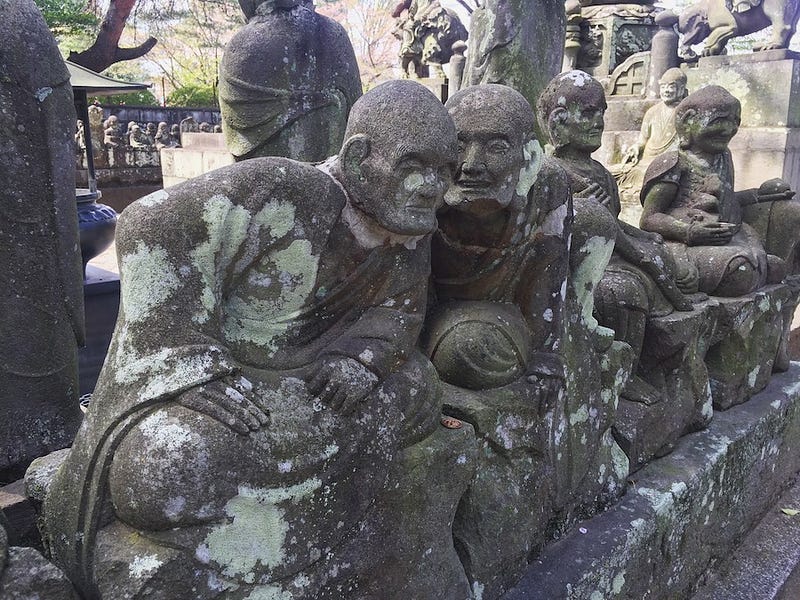 The 500 rakan statues at Kawagoe’s Kita-in temple complex in Saitama Prefecture