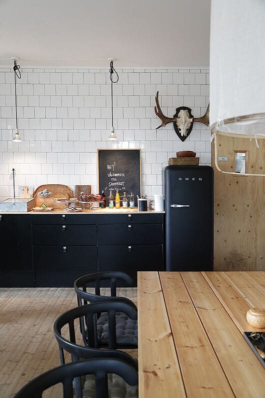 Scandinavian kitchen with dark features