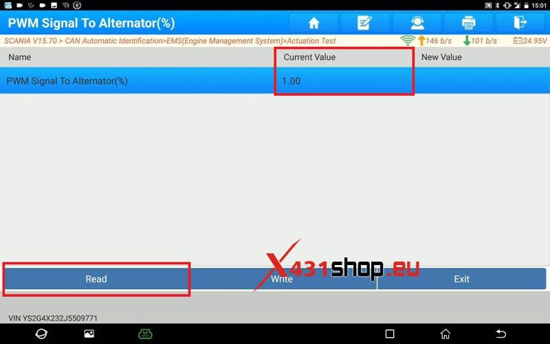 LAUNCH X431 PAD5 Elite Scania PWM Signal to Altemator Test
