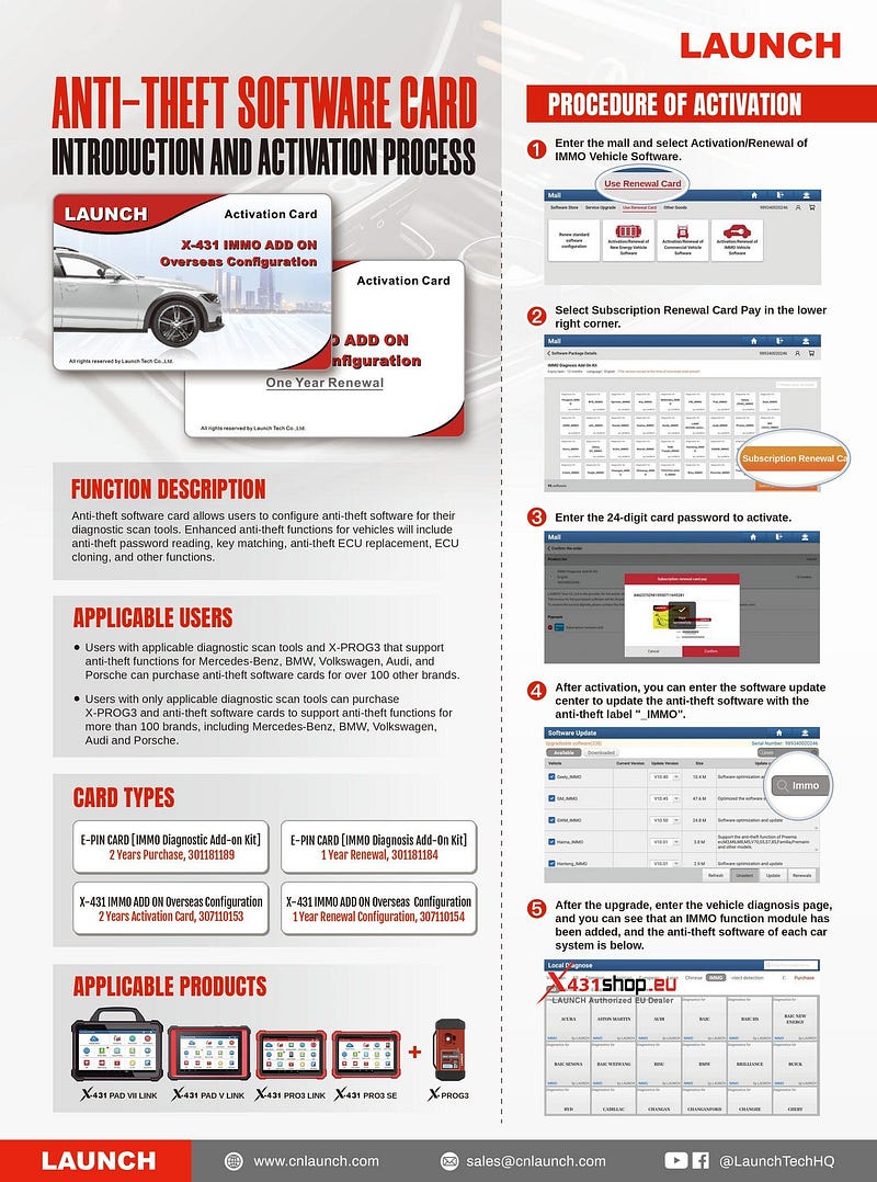 LAUNCH CPR919EBT Now Supports XPROG3 Module and IMMO Function