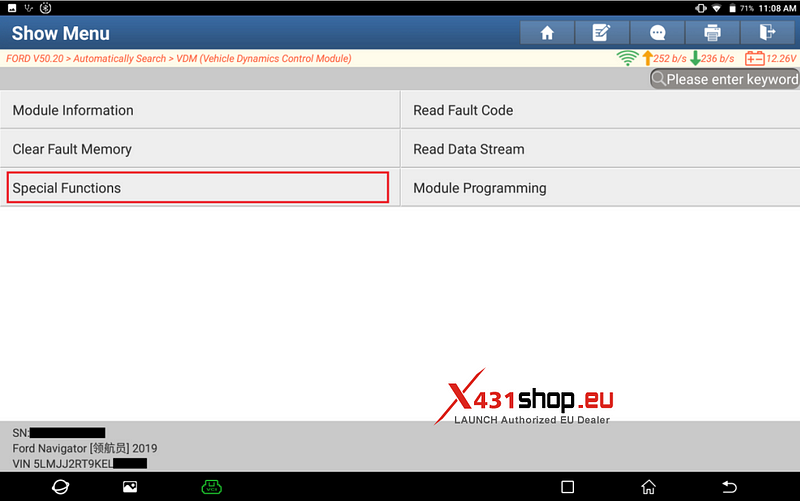 LAUNCH X431_Ford Navigator Vehicle Dynamic Suspension Temperature Calibration