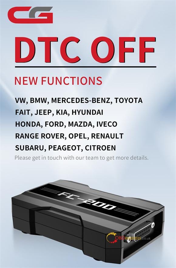 CG FC200 V1.2.9.0 Update: Added DTC OFF New Function