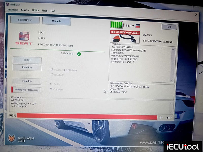 Foxflash Read and Write VAG EDC16U1 ECU via OBD