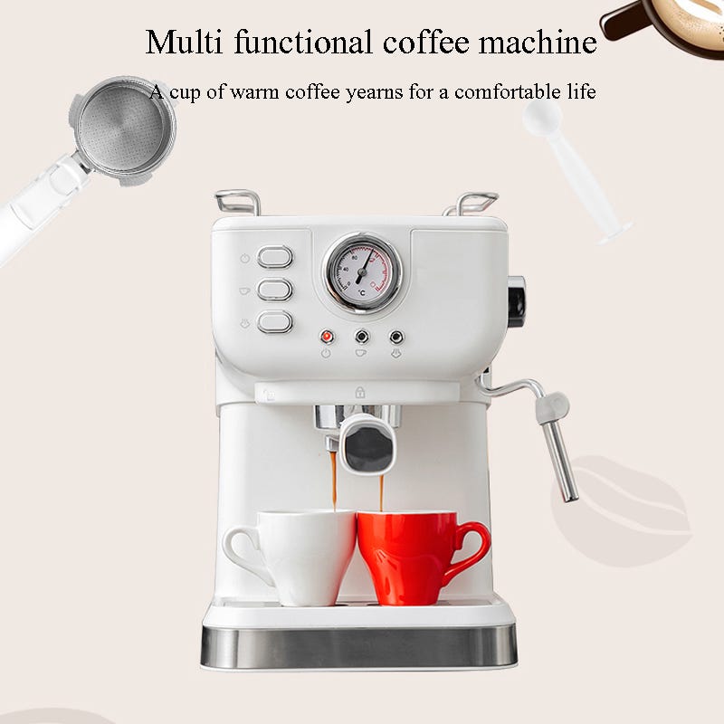 220V Bear Capsule Coffee Maker with Milk Frother, Semi-Automatic Espresso Machine