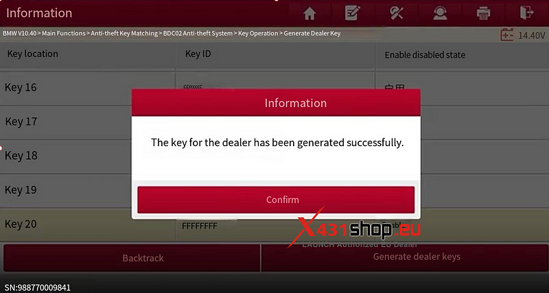 LAUNCH X431 IMMO Tool Add BMW BDC2 key