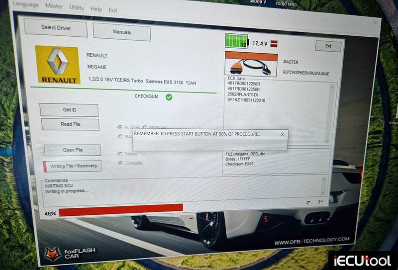 Foxflash Read and Write Renault Megane EMS3150 via OBD