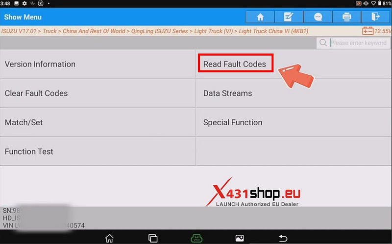 LAUNCH X431 Tool: Read Data Stream & DTCs on Isuzu Light Truck