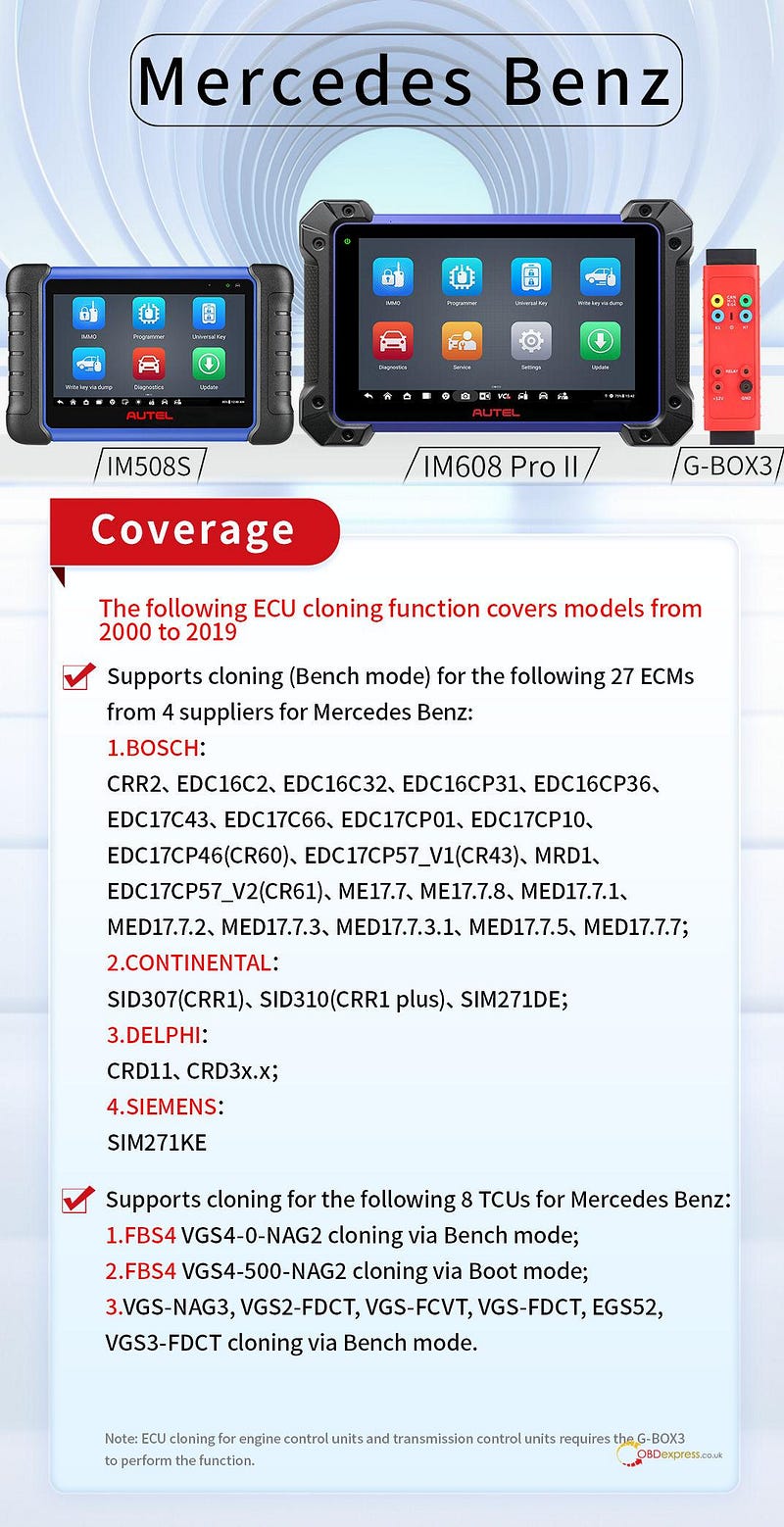 Autel IM508 IM608 Update Benz BMW VAG ECU TCU Cloning