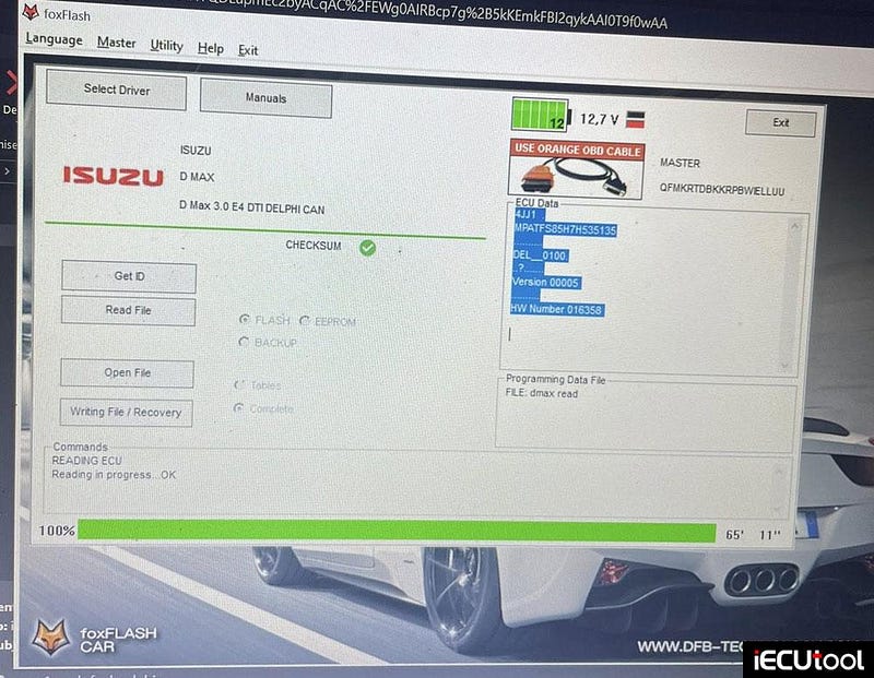 Foxflash Read and Write Isuzu Dmax DCM6.2 ECU via OBD