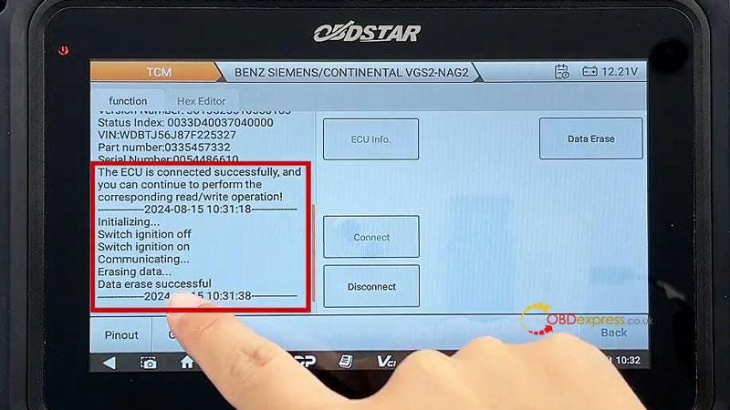 OBDSTAR DC706 Erase Benz SIEMENS VGS2-NAG2 TCM Data