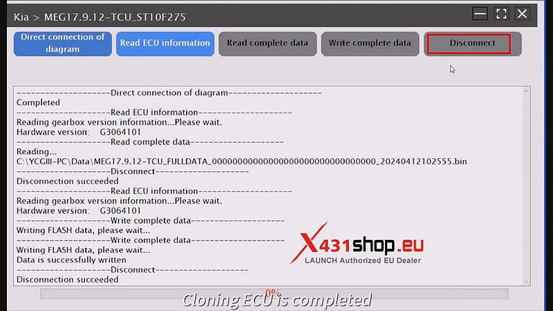 LAUNCH X431 ECUツール クローン Kia Bosch MEG17.9.12 ECU ガイド