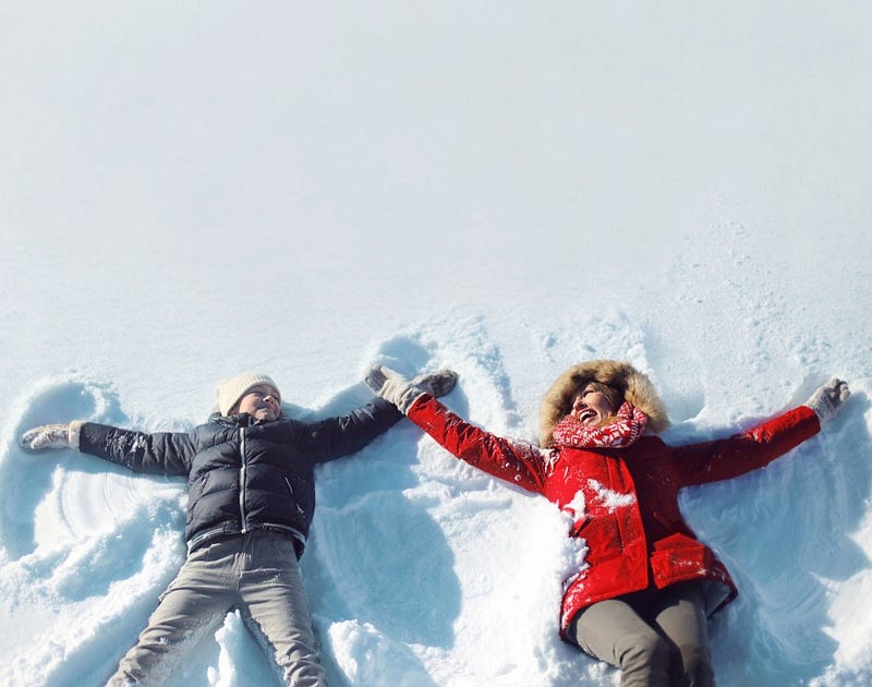 making snow angels