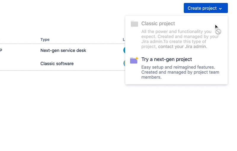 creating a project in Jira