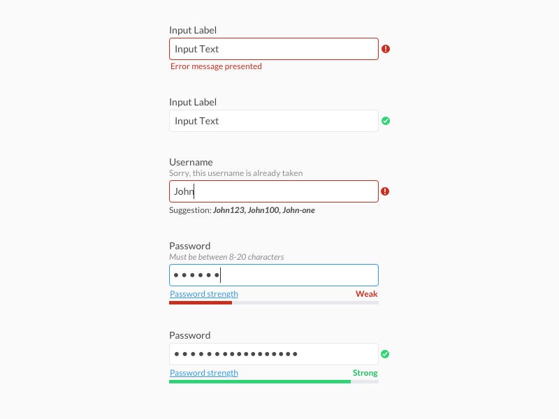 Text fields with validations