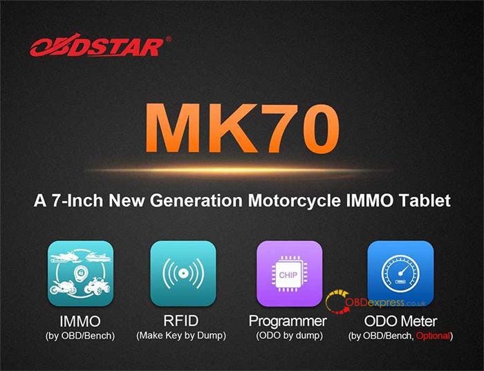 OBDSTAR MK70 主な機能、車両範囲、メニュー機能の表示