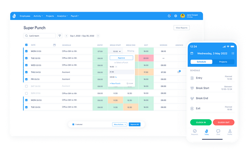 Day.io dashboard - consultant time tracking