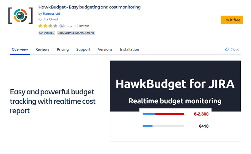 HawkBudget - Best for Ease of Use and Cost Monitoring