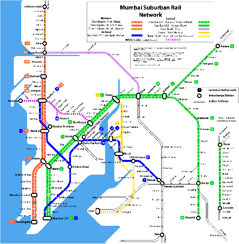 Mumbai Local Train Route Map Mumbai. Local. ❤