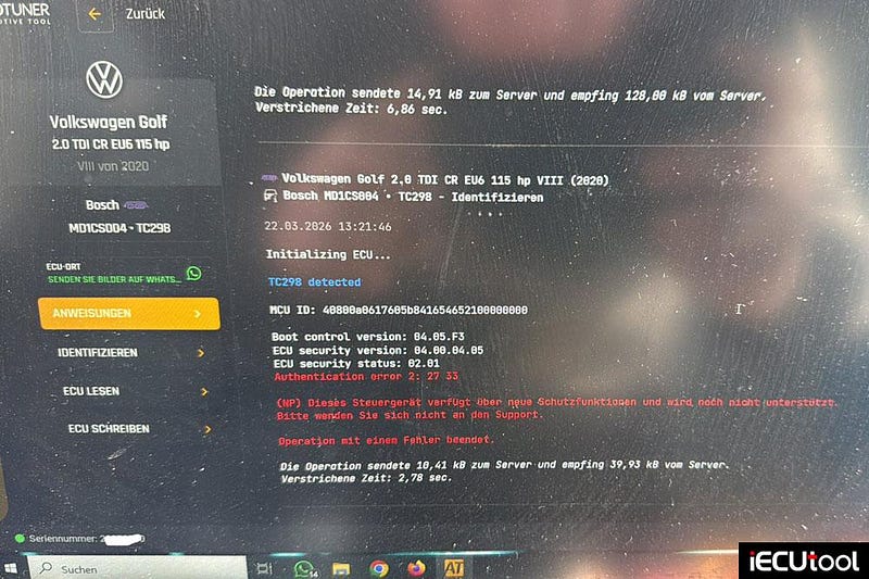Autotuner Failed to Read VW Golf8 MD1CS004 ECU