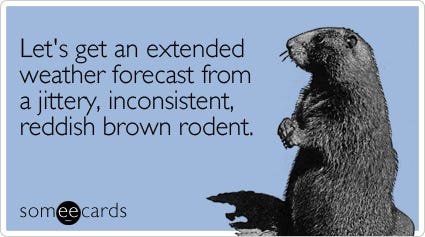 Let's get an extended weather forecast from a jittery, inconsistent, reddish brown rodent.
