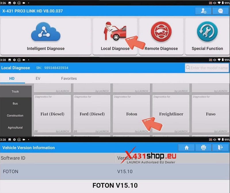 LAUNCH X431 PAD_Foton Aumark トラック エンジン状態監視