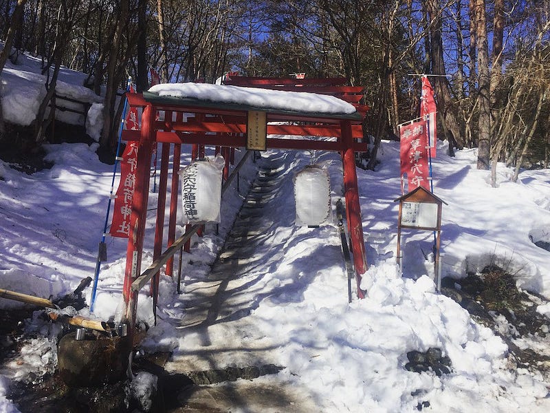 This small town inari shrine in Agatsuma-gun is outside inside SaiNoKawara Park