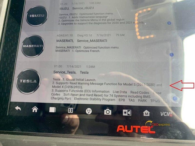 Autel MaxiSYS Series of Tools Diagnose Tesla Cars