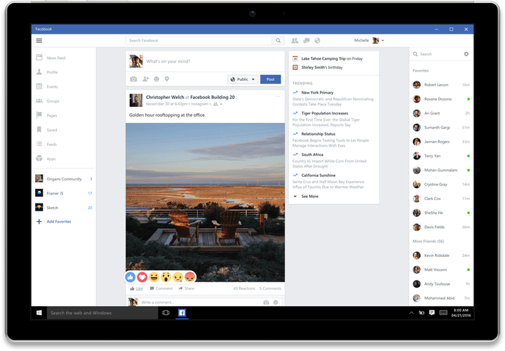 Facebook para Windows 10