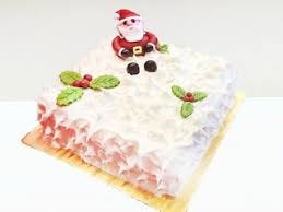 Whipped cream on fondant with Santa on surface showing festive design