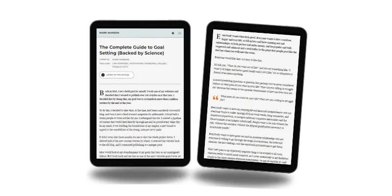 Two tablets display an ghost written article, showcasing the content and layout of the written piece.