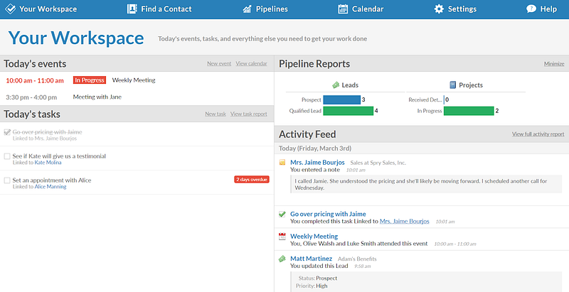 Less Annoying CRM dashboard — No-Frills CRM Software Perfect For Your Business