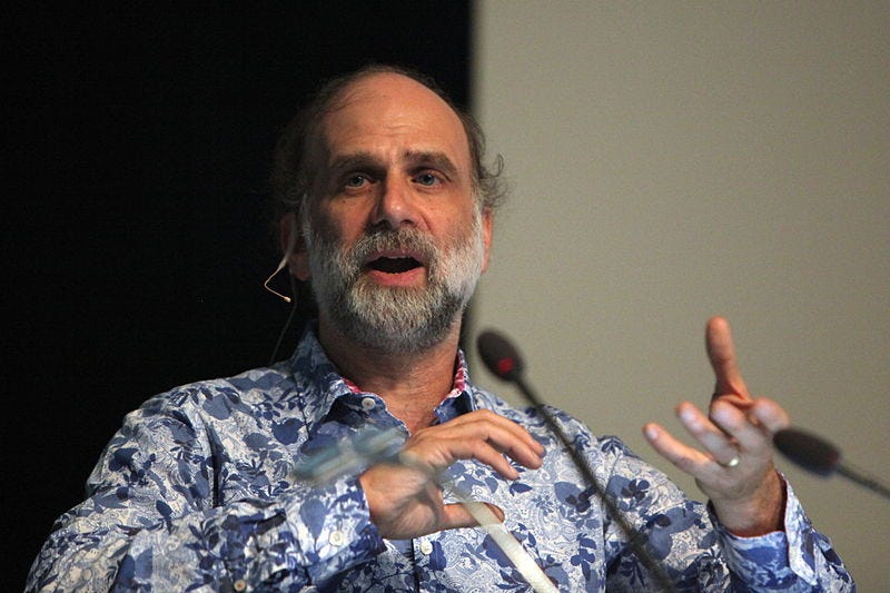 Photo of Bruce Schneier giving a speech.