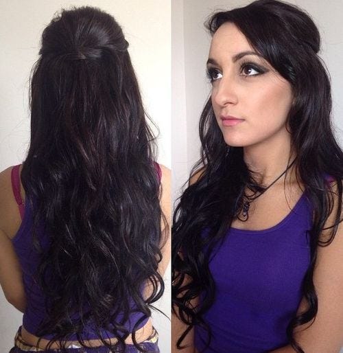 Raven Waves with Side Swept Bangs