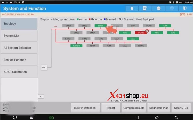 LAUNCH X431 PAD V ELITE    JAC M4