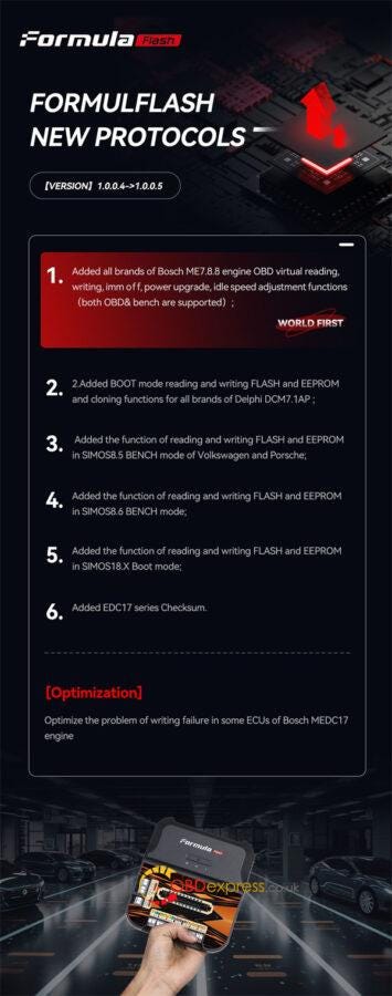 FormulaFlash Update: Support Bosch ME7.8.8, Idle Speed Adjustment (World First)