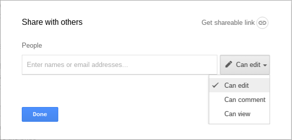 Google Docs Share with Others Dialog Box
