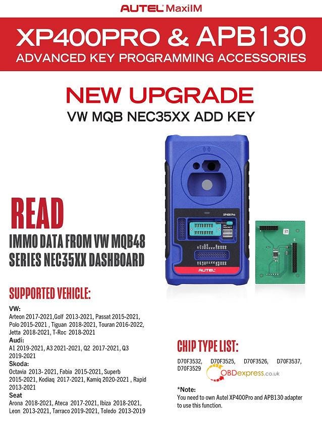 Read VW MQB NEC35XX Locked IMMO Data with Autel IM508 and IM608