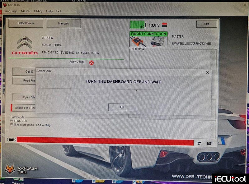 Foxflash Read and Write Citroen ME7.4.4 ECU on Bench
