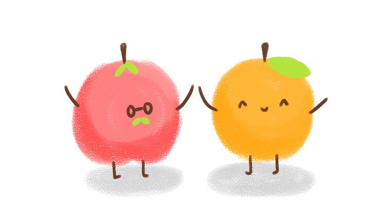 apple and orange getting along together!