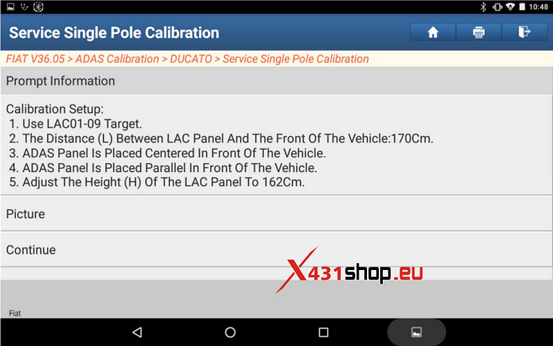 LAUNCH-X431_Fiat ADAS Front Camera Calibration Guide