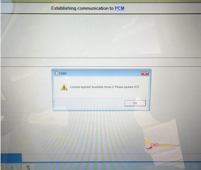 Ford VCM2 software license expired solution