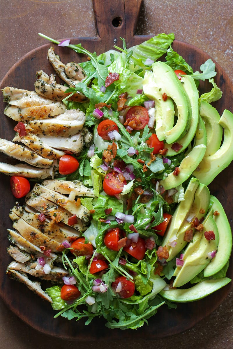 This hearty salad is HUGE – perfect when you want a big salad for dinner without the grains. It's also gluten-free, dairy-free, and grain-free.
