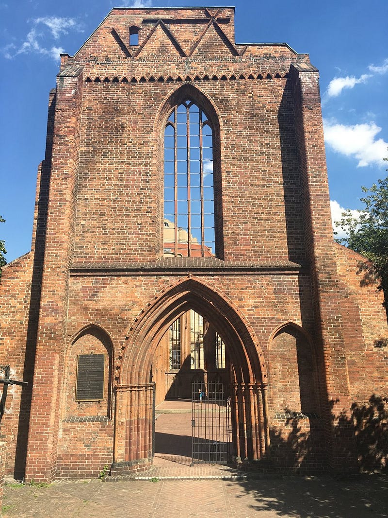 This church sustained heavy damage from Allied bombs in 1945. It's been left in its ruined state, and exists now as an open-air exhibition space.