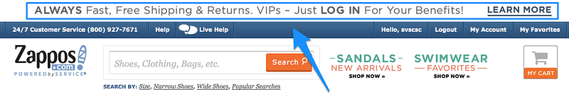 Zappos USP Website