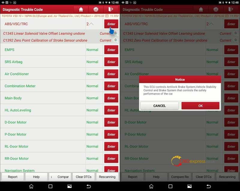 Launch X431 V Pro Solution-DTC C1345 after replacing ECB brake